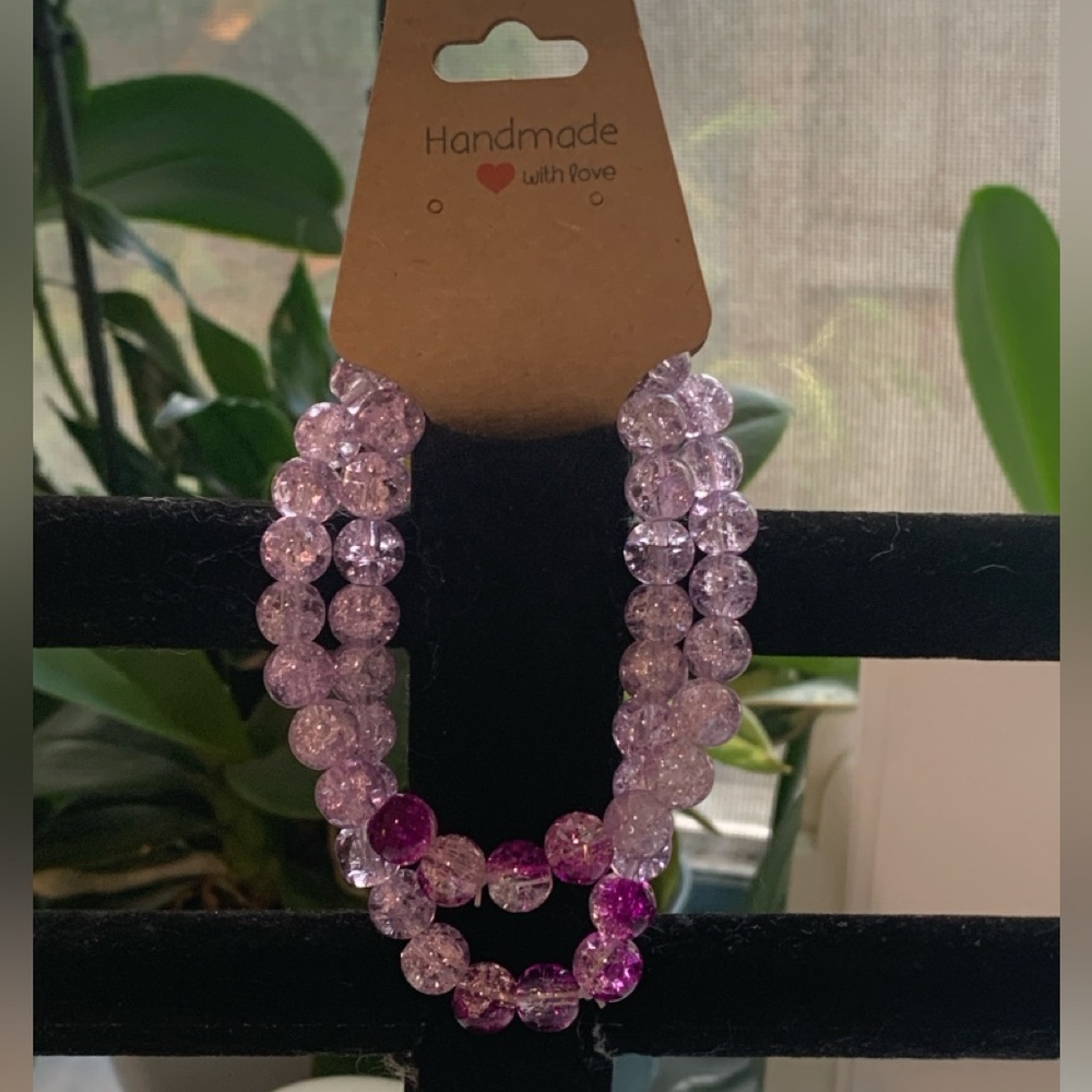 2 Glass Crackle Bead Bracelet Set